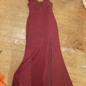 Red Sparkling Floor Length Gown